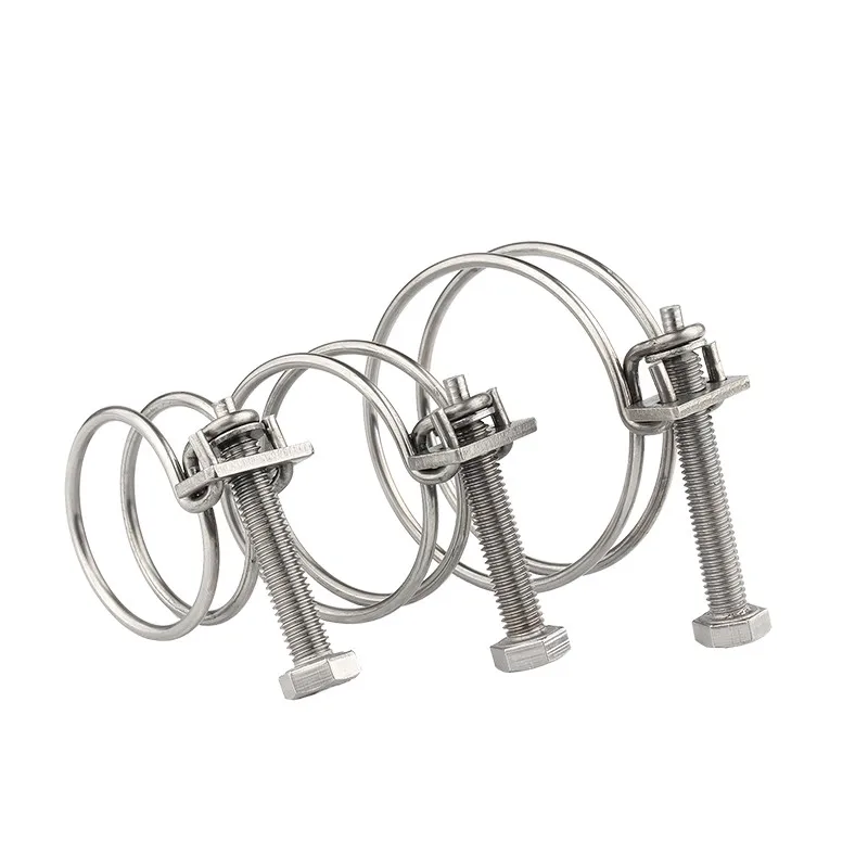 1/2/5Pcs 304 Stainless Steel Pipe Hoop Double Wire Throat Hoop Strong Clip Adjustment Fixed Upvc Hose Hoop Water Pipe