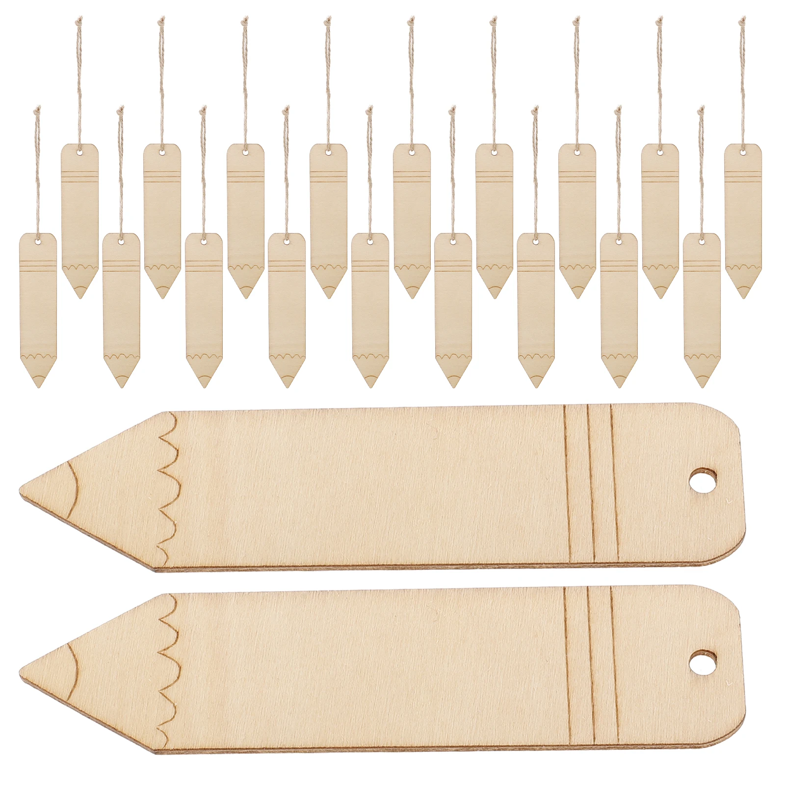 

20pcs Wooden Bookmarks Blank DIY Unfinished Wood Shapes Craft Rope Tags Paint Stain Decor Birthday Christmas
