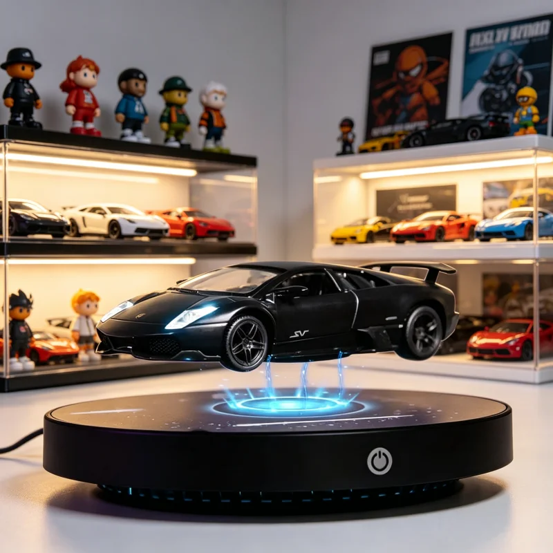 HCNT Magnetic Levitation Car Model with 360° Rotating Floating Display Stand Wholesale Diecast Car for Home Office Desk Decor