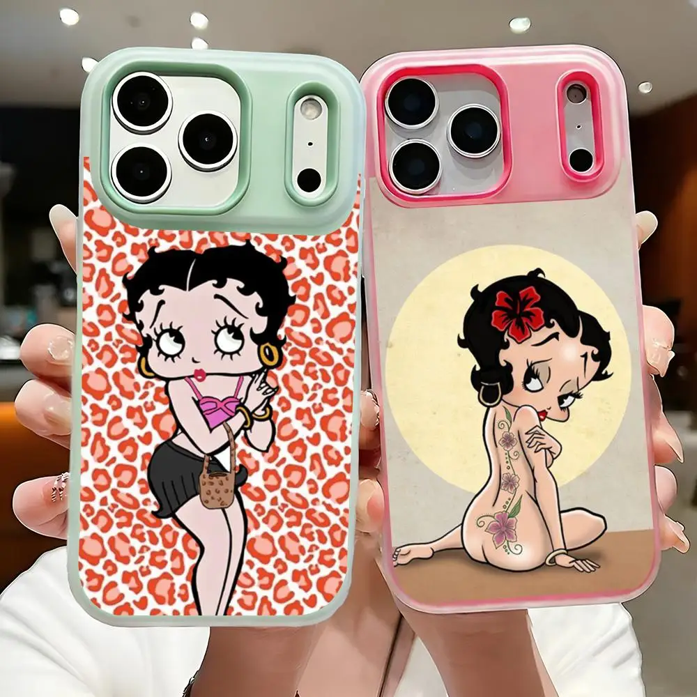 Capa de Celular Anime B-Betty Kawayii B-Boop Fina Transparente de Gel para iPhone 17-12, Capa de TPU Macia Antichoque e Anti-Amarelamento