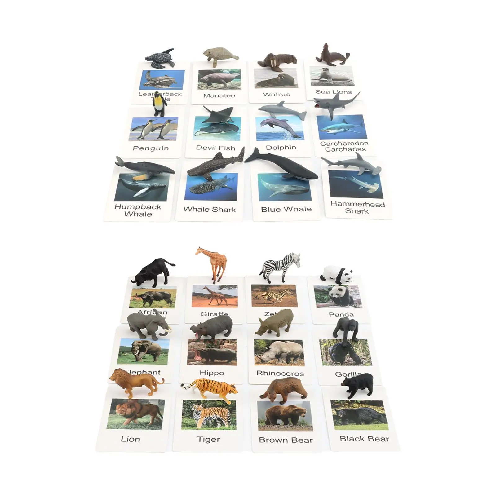 12pcs Realistic Zoo Animal Figures Cards Matching Game Cognitive Toys for Kids Montessori Learning Educational Preschool Science