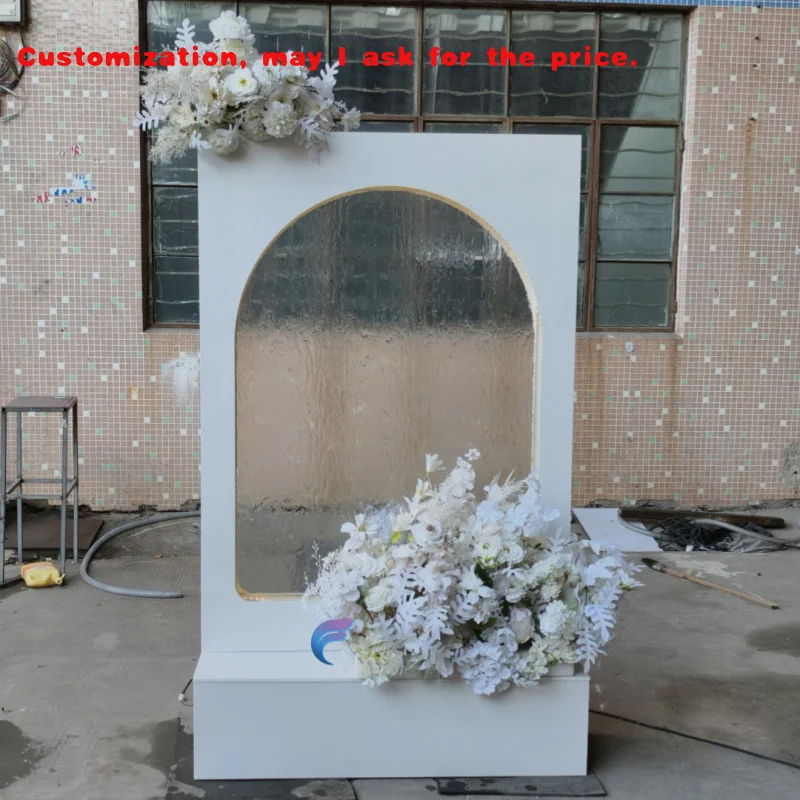 

На заказ.Современный стеклянный фонтан-водопад из нержавеющей стали, квадратный светодиодный домашний свадебный интерьер, украшение стены, садовый фон