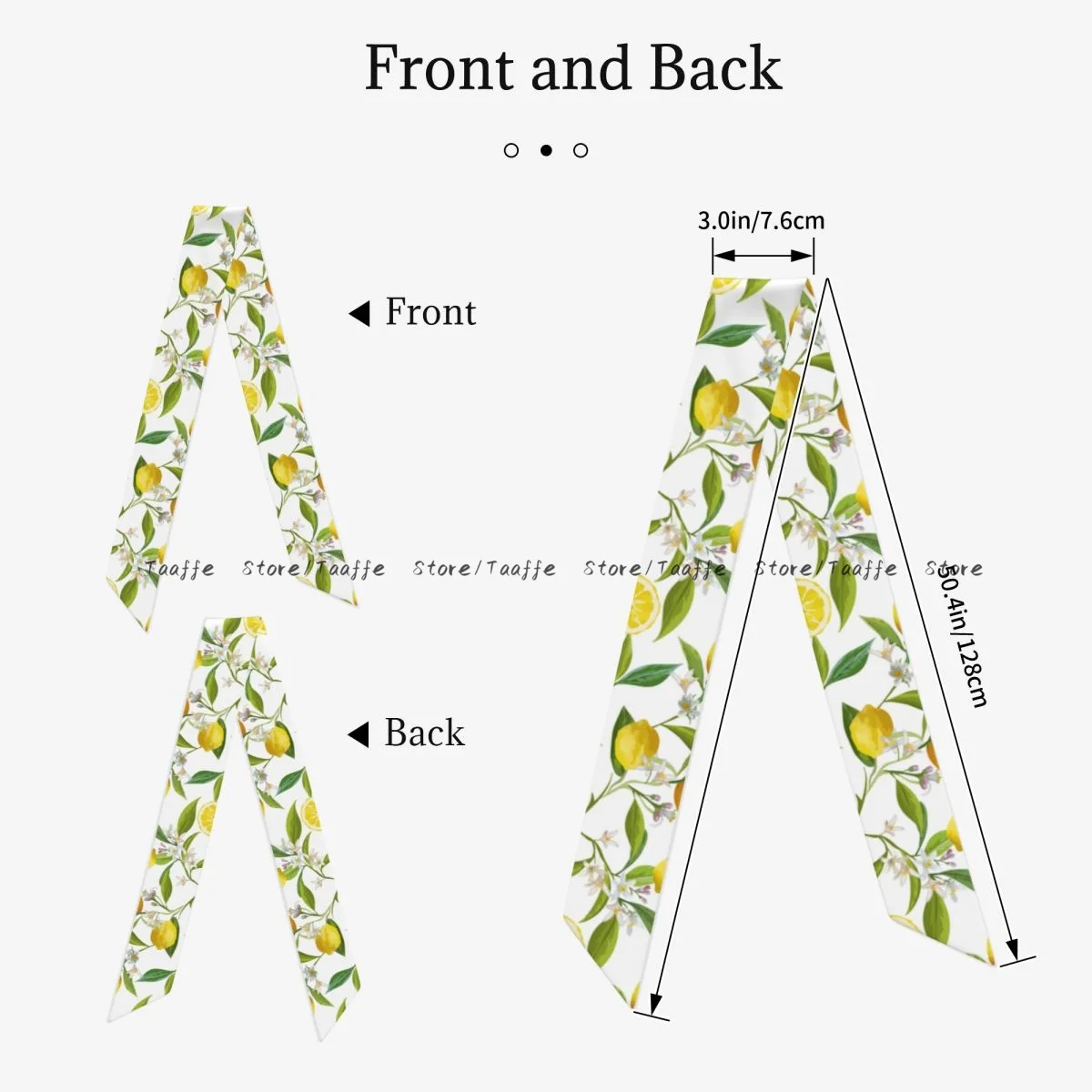 Fake Silk Scarf Women Hair Band Fruits Lemon Floral Pattern Headdress Accessories Lady Scarf Ribbon Neck Ties for Bag