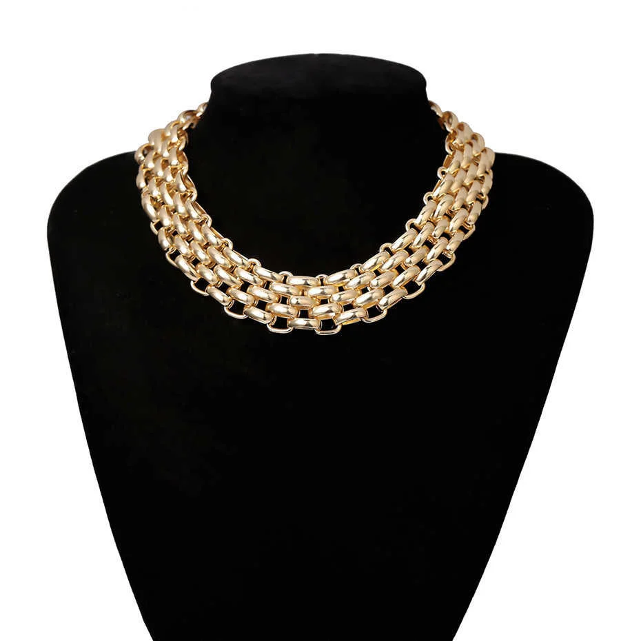 Übertriebene einzigartige große klobige Kette Halsband Halskette Kragen Steampunk Männer Punk Twisted Lock dicke Eisen Halskette für Frauen Schmuck – Detail 8