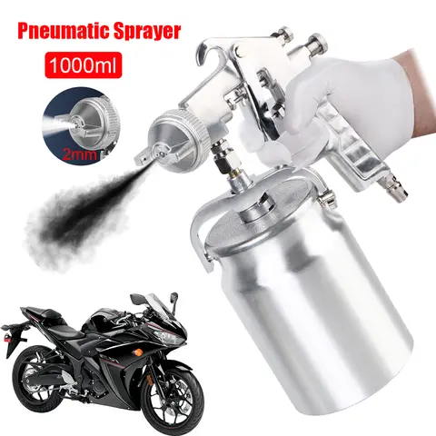 Motorcycle Care Pneumatic Sprayer Anti-Rust Paint Sprayer HVLP Spray Paint Car Polisher Spray Tools 2mm Nozzle 1000ml Capacity