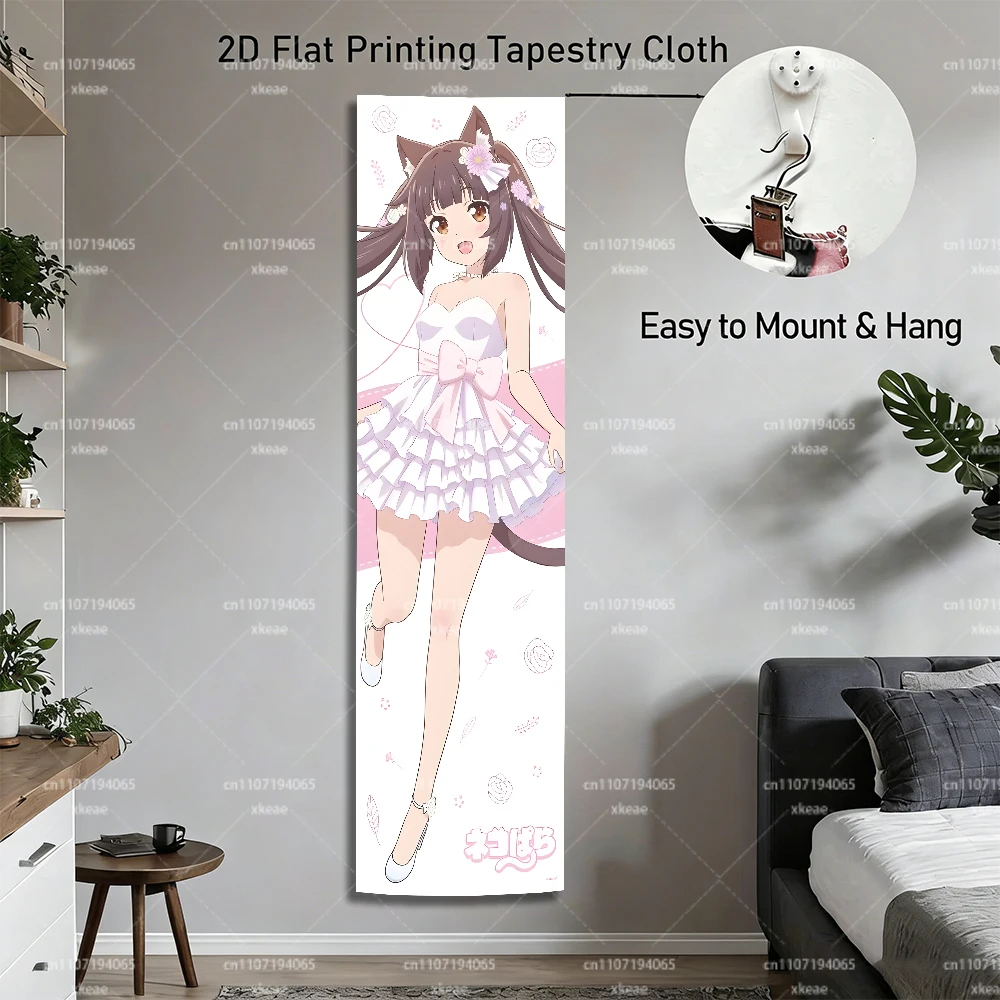 Nekopara Chocola Wedding Dress Vertical Tapestry, Cute Cat Girl Wall Hanging for Bedroom Dorm Decor