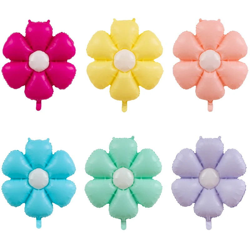 6-teilig, Sonnenblumen-Ballon – bonbonfarbener Gänseblümchen-Ballon aus Aluminiumfolie, Dekoration für Hochzeit, Geburtstag, Party, Muttertag