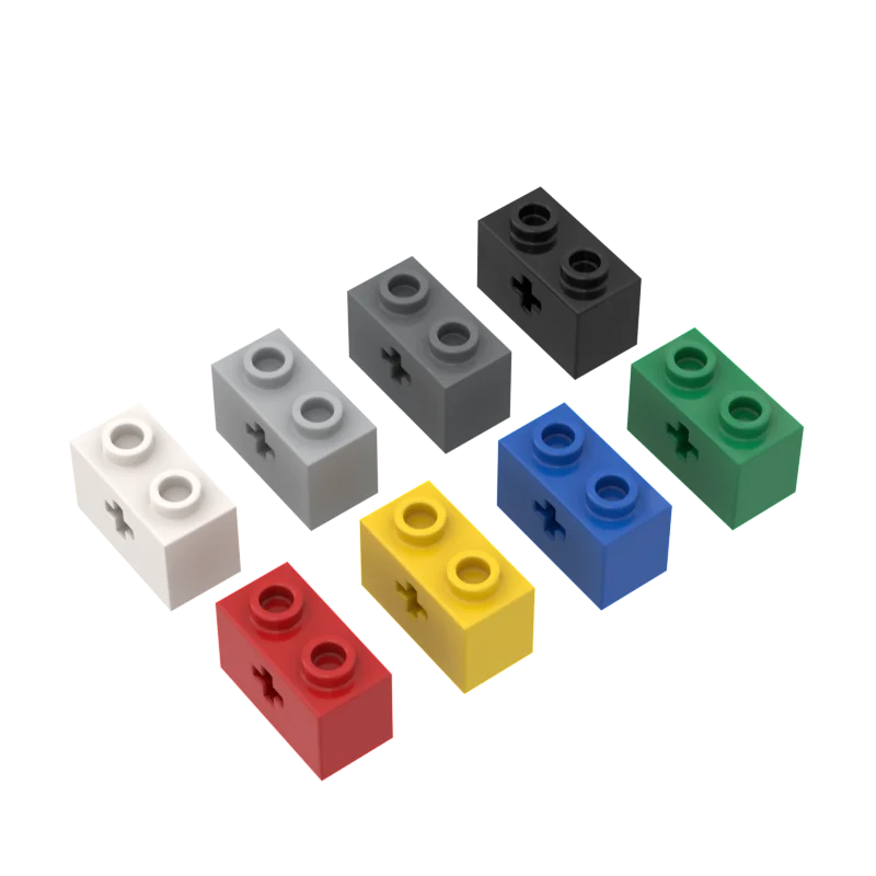 10Pcs MOC Parts 32064 31493 High-tech Brick 1 x 2 with Axle Hole Compatible Bricks DIY Assmble Building Blocks Particle Kid Toy