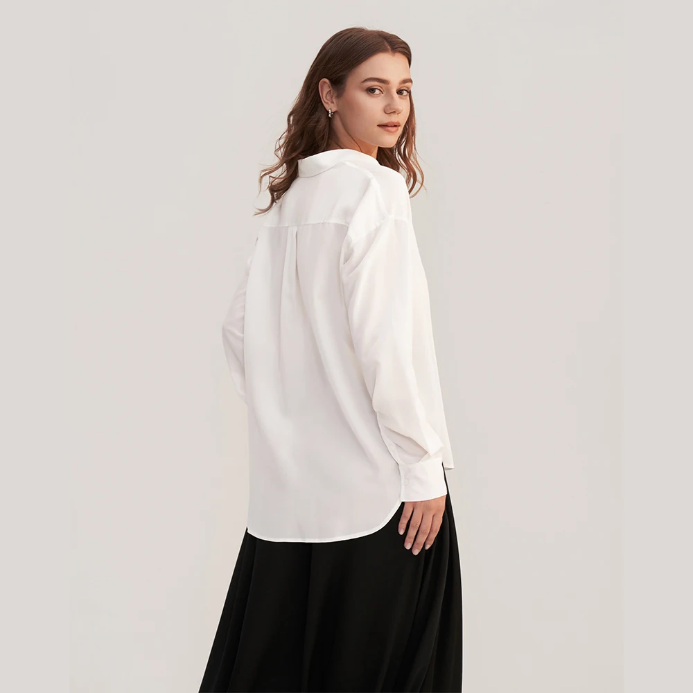 LILYSILK Women's Silk Shirt Ladies Button Closure Blouse with Turn Down Collar and Front Pocket for Everyday Wear