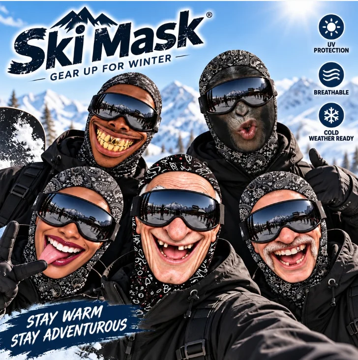 Unisex Size Funny Prank Mask 3D Print Breathable Motorcycle Riding Mask Windproof Funny Motorcycle Ski Face Mask Skiing
