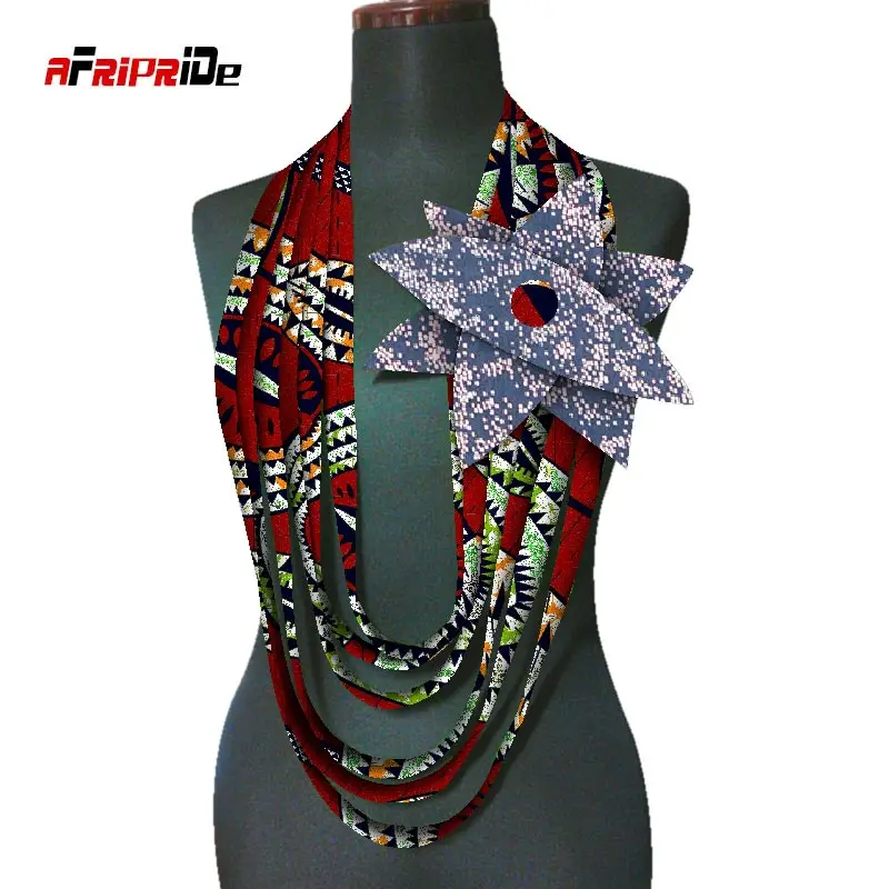 African Multi-strand Necklaces African Batik Printing Necklace Geometric Flower Necklace Handmade Colorful Necklace  WYA112