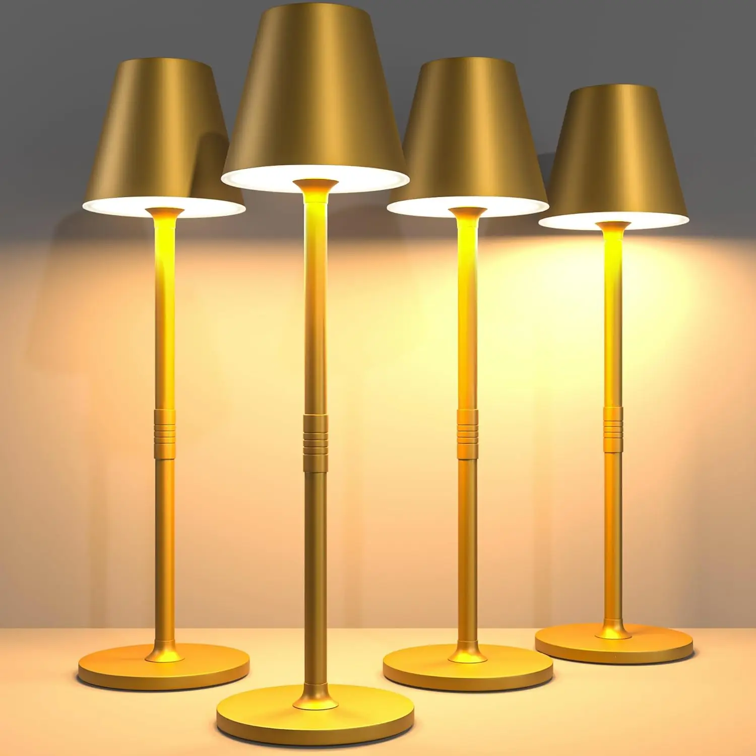 

Набор из 4 перезаряжаемых беспроводных настольных ламп, светодиодные ночники с 3 уровнями яркости для спальни и столовой