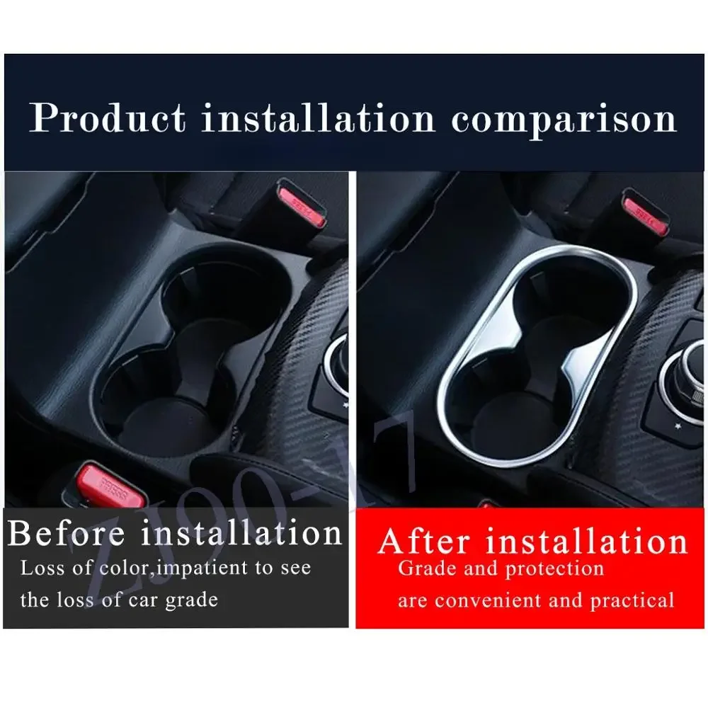 ABS Chrome Carbon fiber Water Cup Holder Frame Decoration Cover Trim Car Styling!Fit For Mazda CX-5 CX5 2017 20182019Accessories