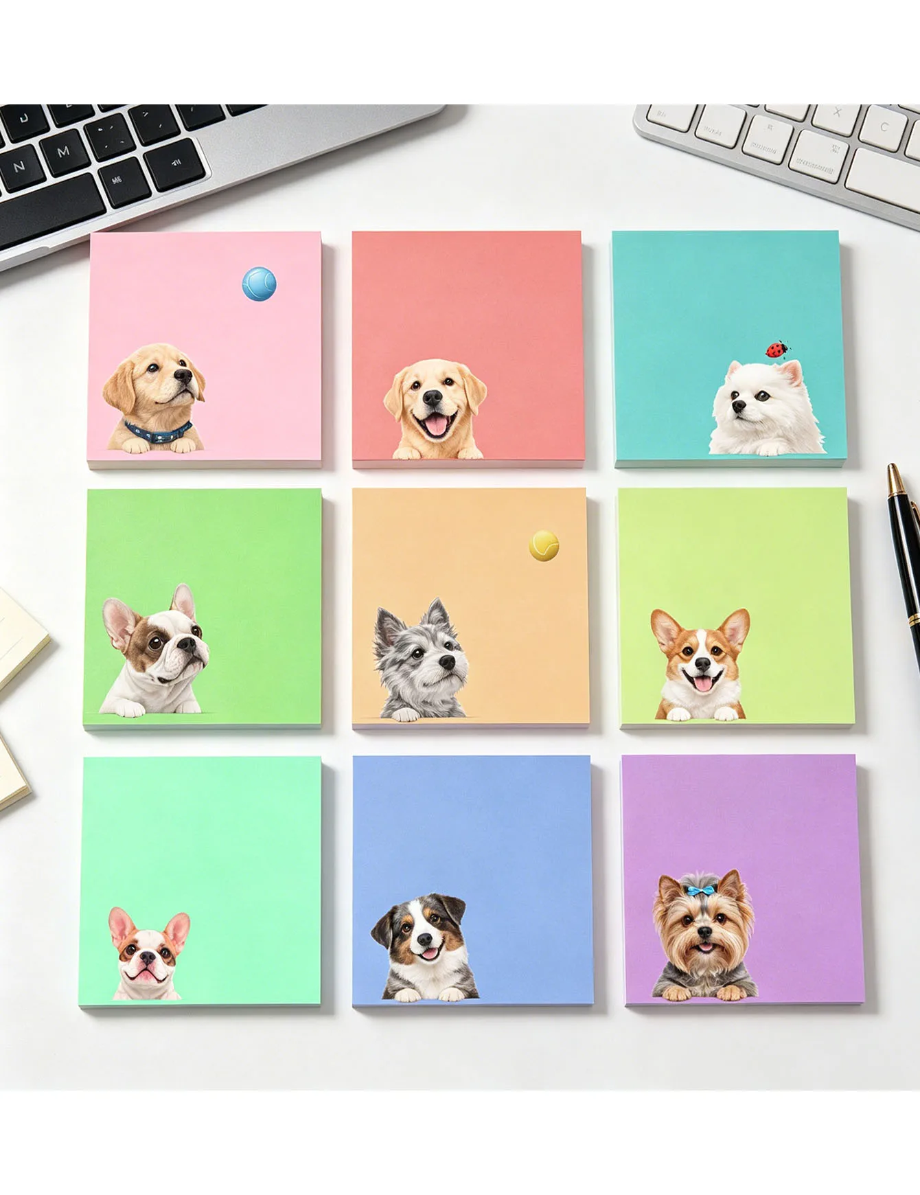 1/9 random macaron cat sticky notes. Suitable for decorating student ledgers and leaving office notes
