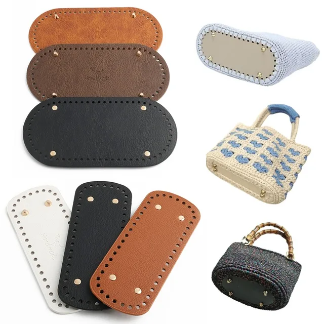 Bases ovaladas de cuero con remaches, packs de 1/2/6 unidades