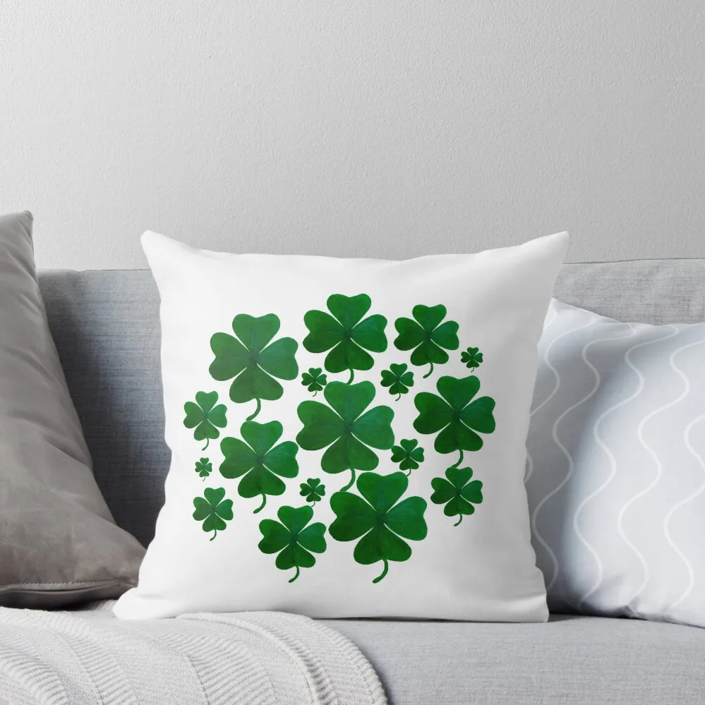 Lucky 4-Leaf Shamrocks Throw Pillow Custom Cushion Throw Pillow Covers Cusions Cover pillow