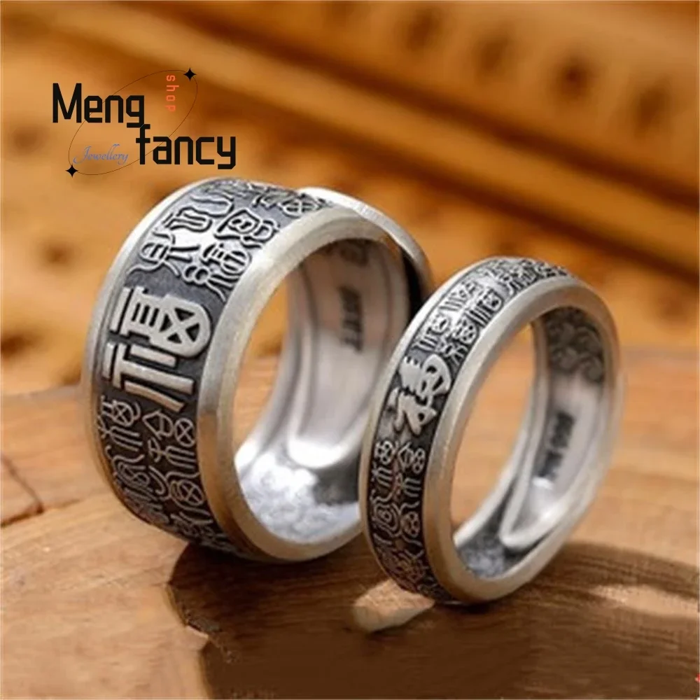 

Thai Silver Hundred Blessing Characters Couple Ring Adjustable Retro Exquisite Fashion Jewelry Best Selling Holiday Gifts Mascot