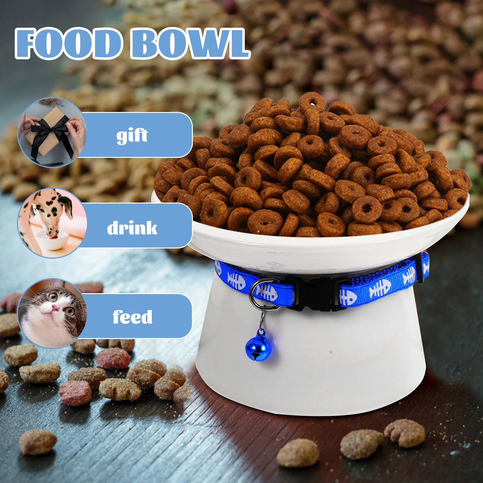 

1pcs Raised 2.5 Inch Ceramic Elevated Cat Food Water Bowl For Indoor Cats Smooth Pet Feeding Dish Cat Feeder Bowl
