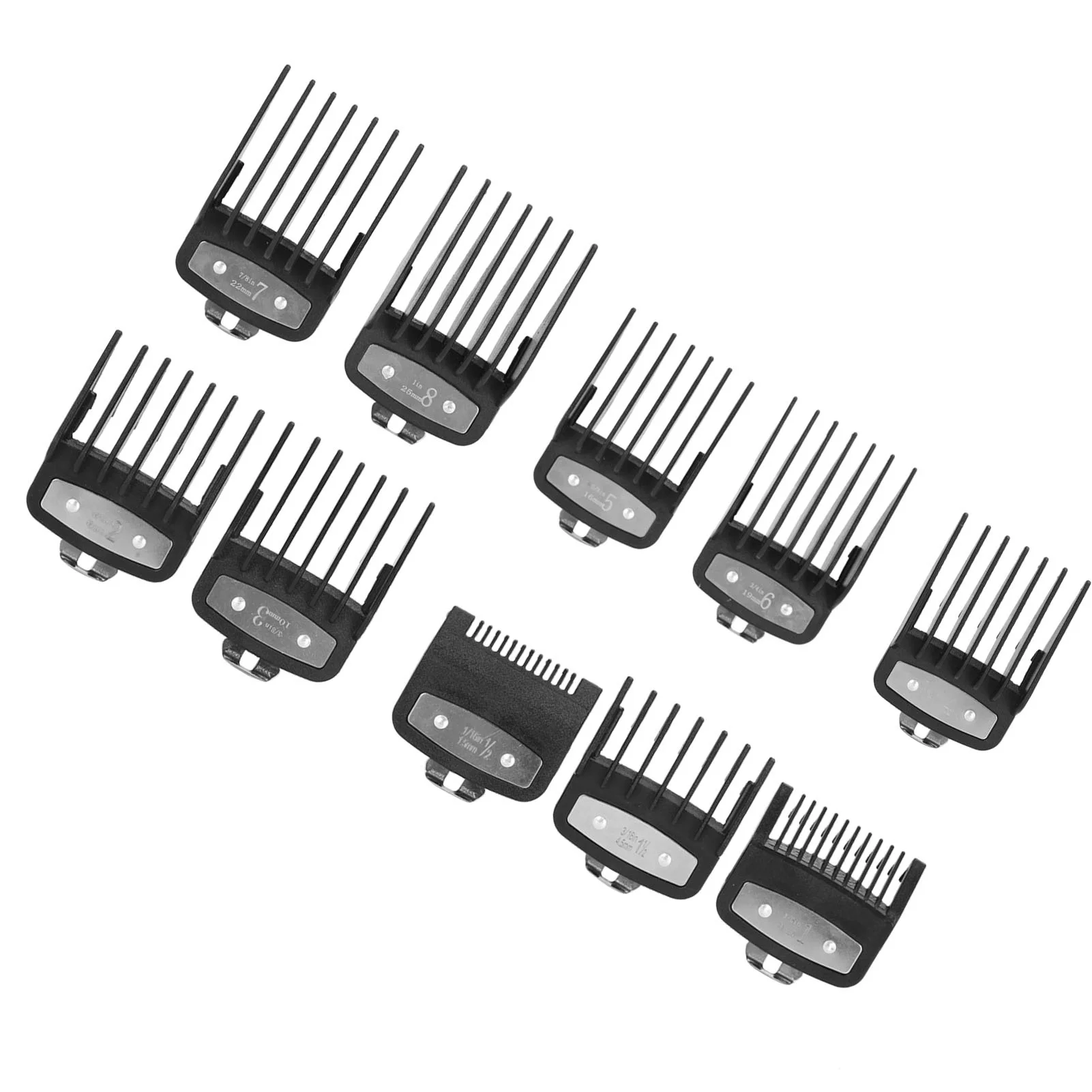 10pcs Haircut Limit Comb Positioning Comb Replacement Guide Comb Set for Hair Clipper Black