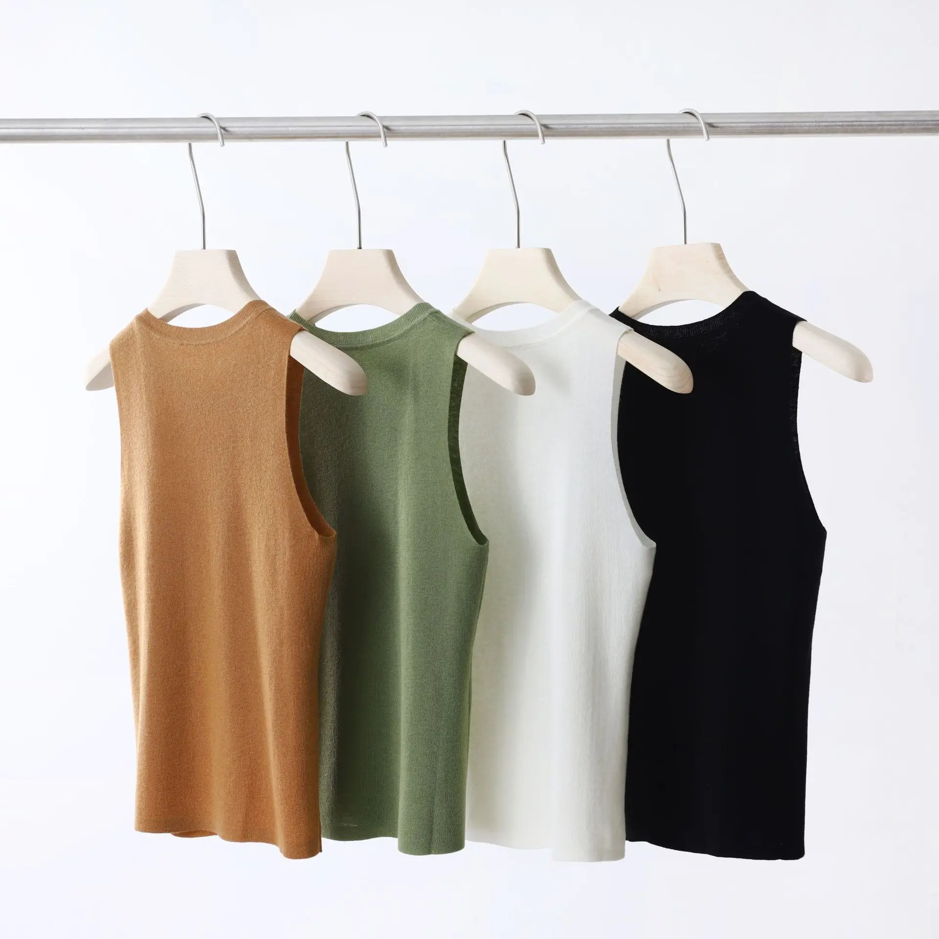 Early Spring Wool Tops Base Layer Women Summer Knitted Vest Pullover Tanks Bottoming Top Ultra-fine Round Neck Sleeveless Slim