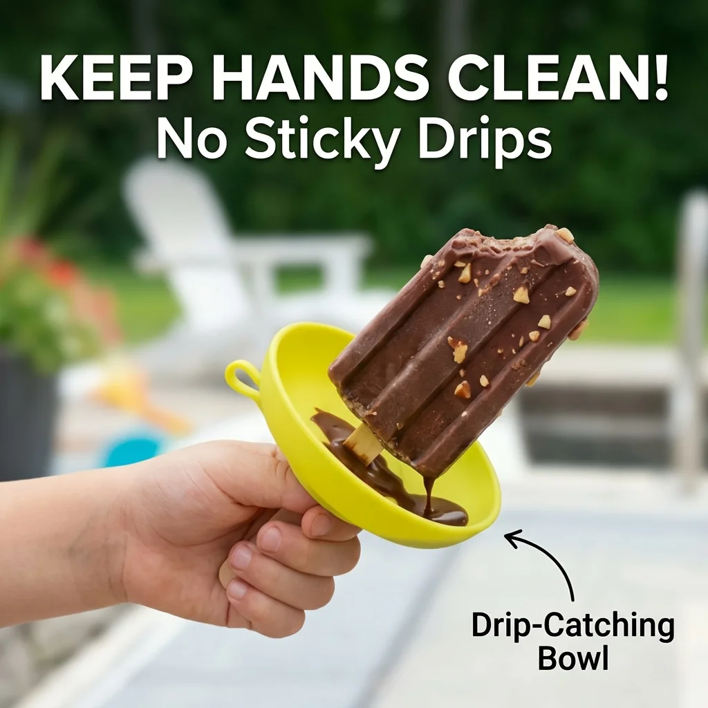 Silicone Leak-Proof Ice Cream Stand with Drip-Proof Lid, Vibrant Colors: Cyan, Red, Purple, Yellow, Portable Mold Tray, Suitable