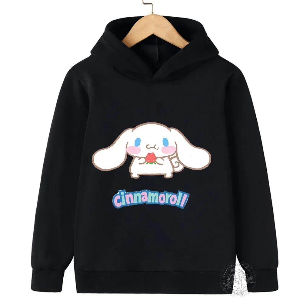 Hoodies infantis de desenhos animados Cinnamoroll, pulôver infantil, moletom de bebê, roupas de meninos, roupas femininas, moda quente, primavera, outono