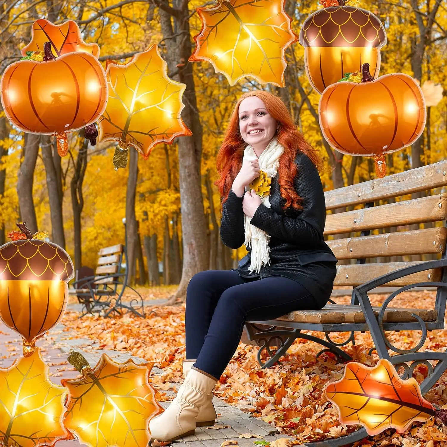 16 Pcs Fall Balloons Thanksgiving Balloons Foil Balloons Pumpkin Acorn Maple Leaf Balloons for Birthday Wedding Party Supplies - image 5