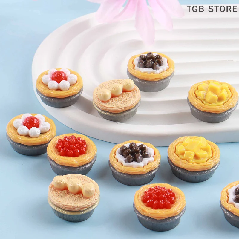 5Pcs 1/12 Simulation Egg Tart Mini Dessert Model Dolls House Food Decor Accessories