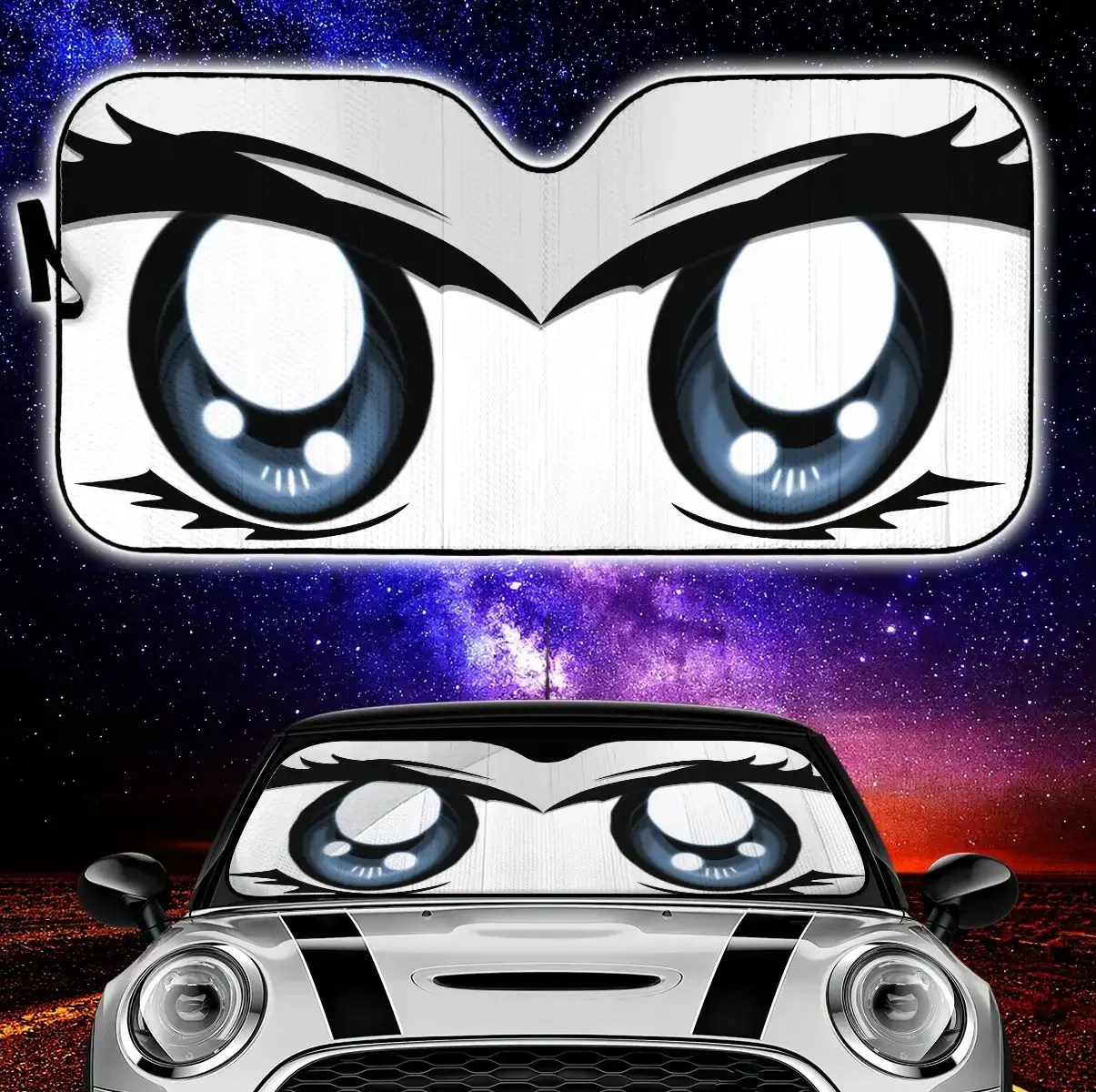 

Cute Cartoon Eyes White Auto Sun Shades