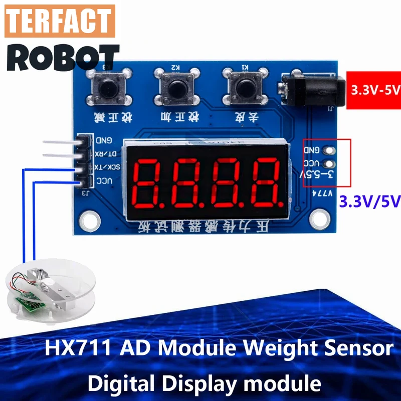 1~5PCS HX711 AD-module with load cell |     Weight/pressure sensor + digital display for Arduino electronic scale