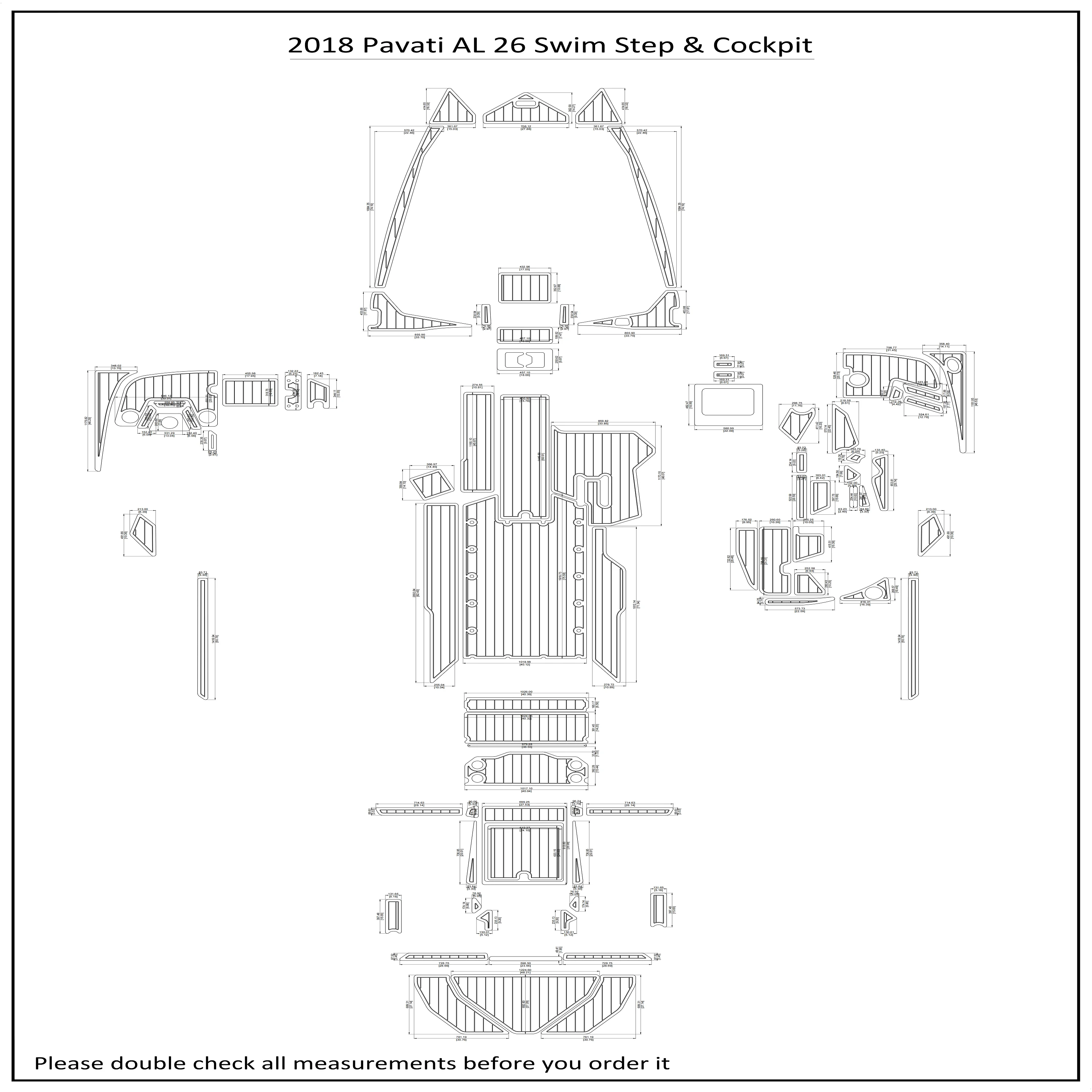 2018 Pavati AL 26 Swim Step Cockpit EVA Faux Teak Deck Floor Pad