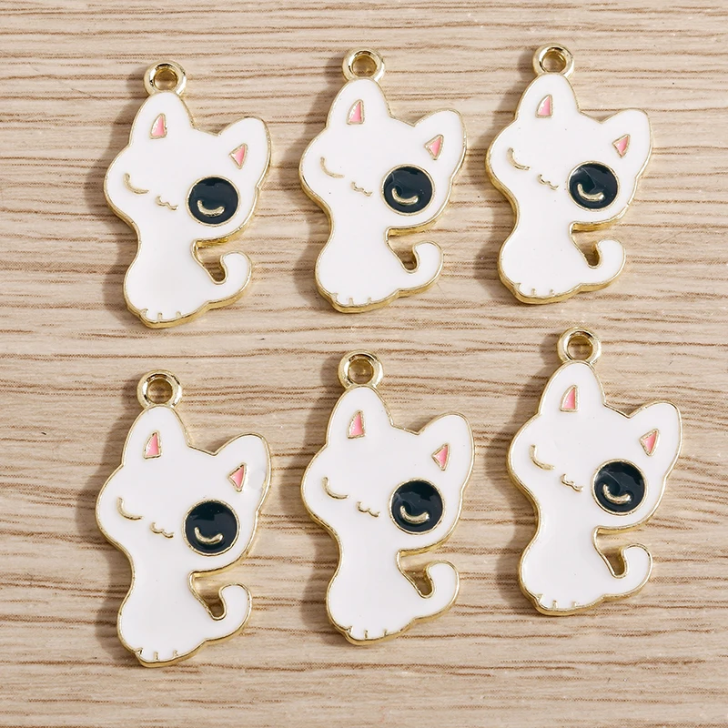 10 teile/los Cartoon Emaille Tier Katze Charms für Frauen DIY Ohrringe Anhänger Halsketten Handgemachte Armband Dekoration Schmuck Machen – Detail 40