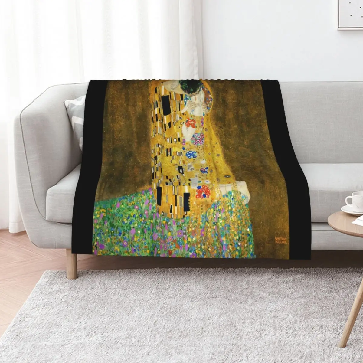 Gustav Klimt The Kiss Throw Blanket Summer Cool Breathable Blanket for Sleeping