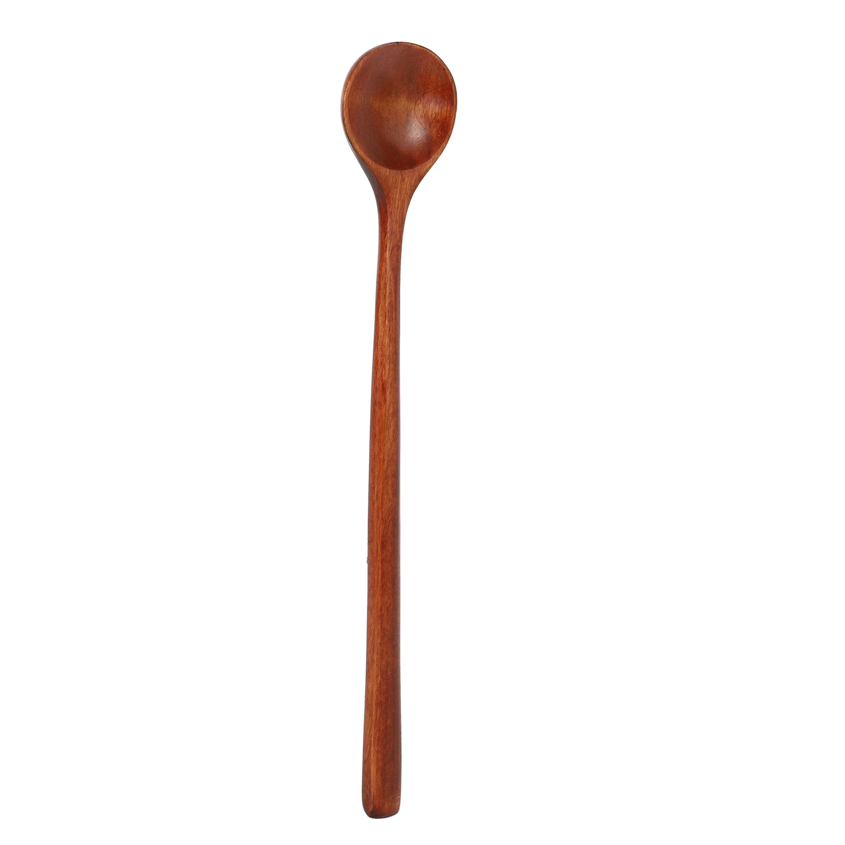 Long Spoons Wooden, 20 Pieces 10.9 Inches 100% Natural Wood Long Handle Round Spoons For Soup (Korean Style Soup Spoon)-A68E