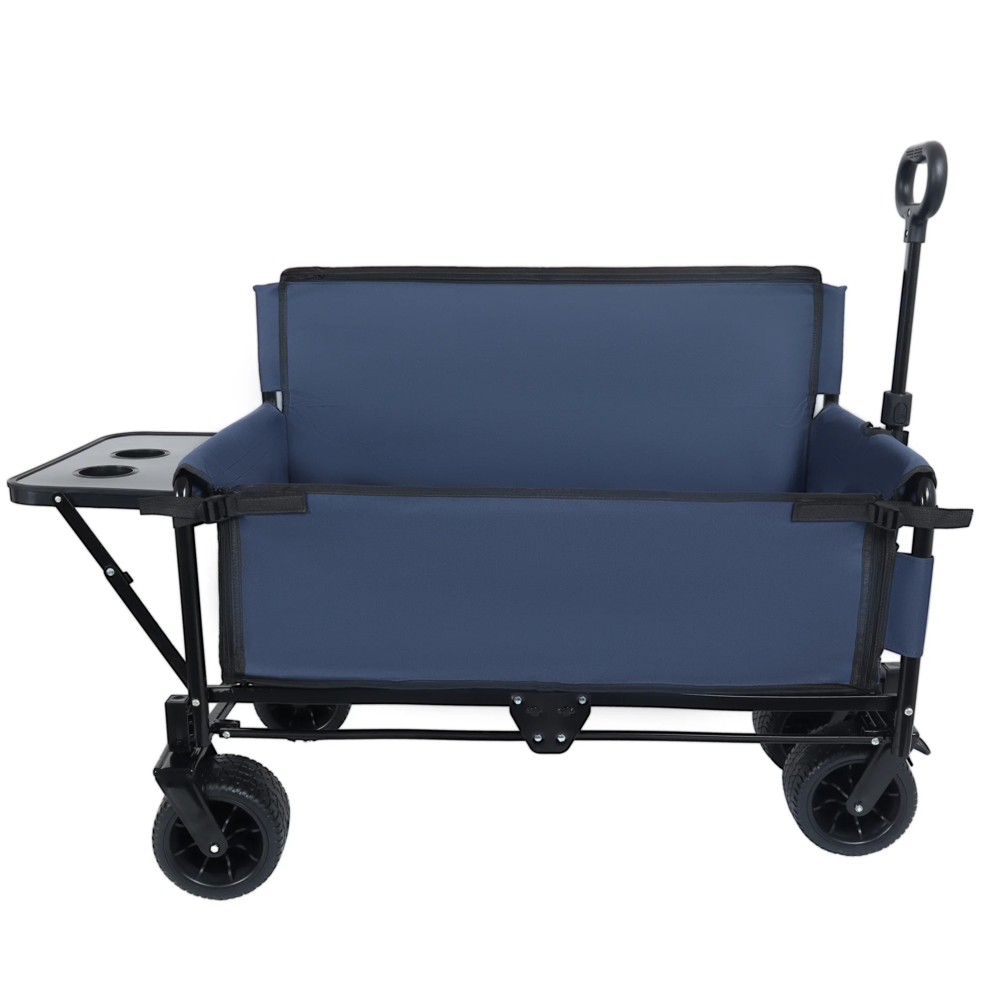 

3-in-1 Convertible Folding Wagon Cart with Bench Seat & Rear-Mounted Folding Tabletop, 500 lb Capacity for Camping, Beach