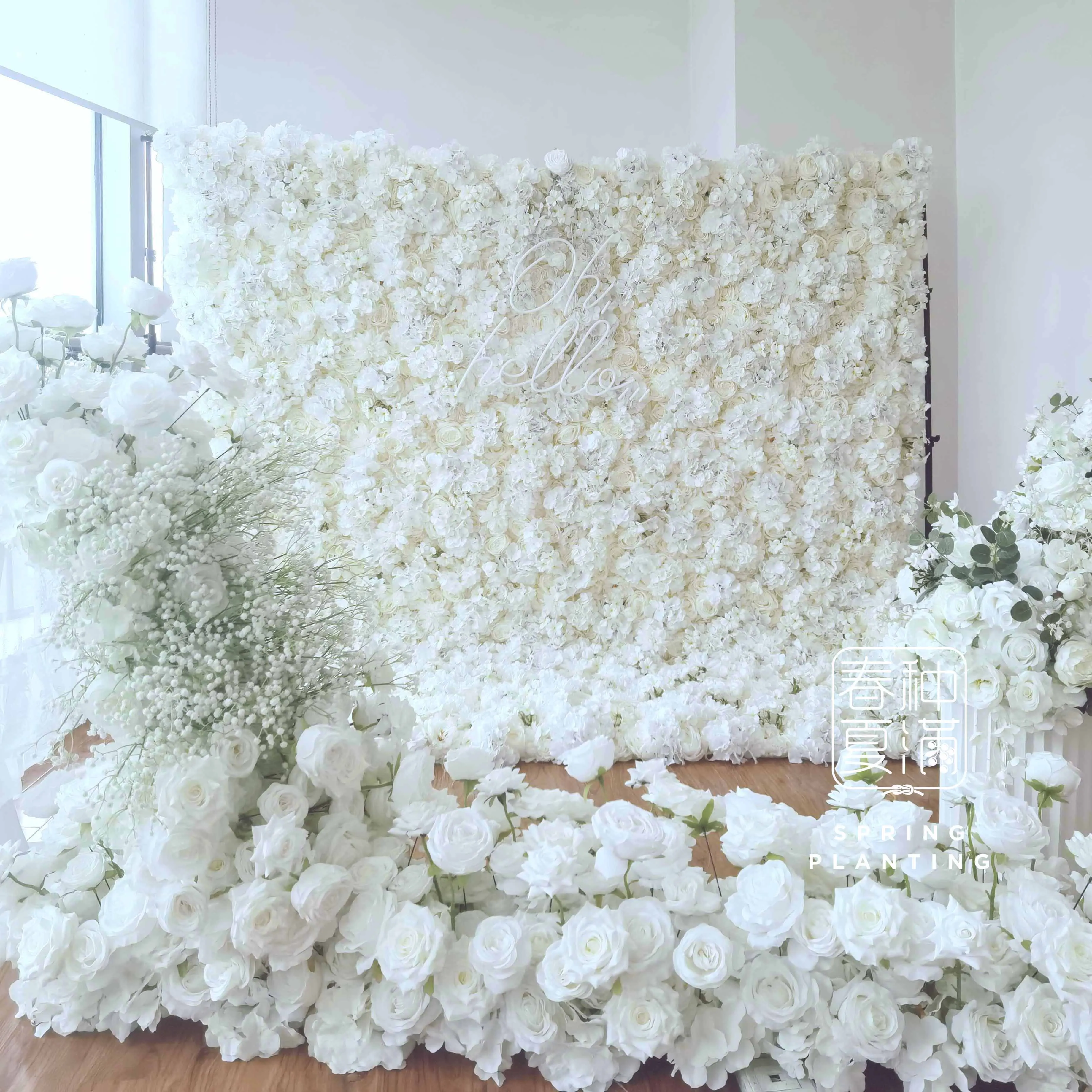 

3D Rose Customizable Wedding Supplier Flower Wall Wedding Party Decoration Roll up Artificial Flower Wall