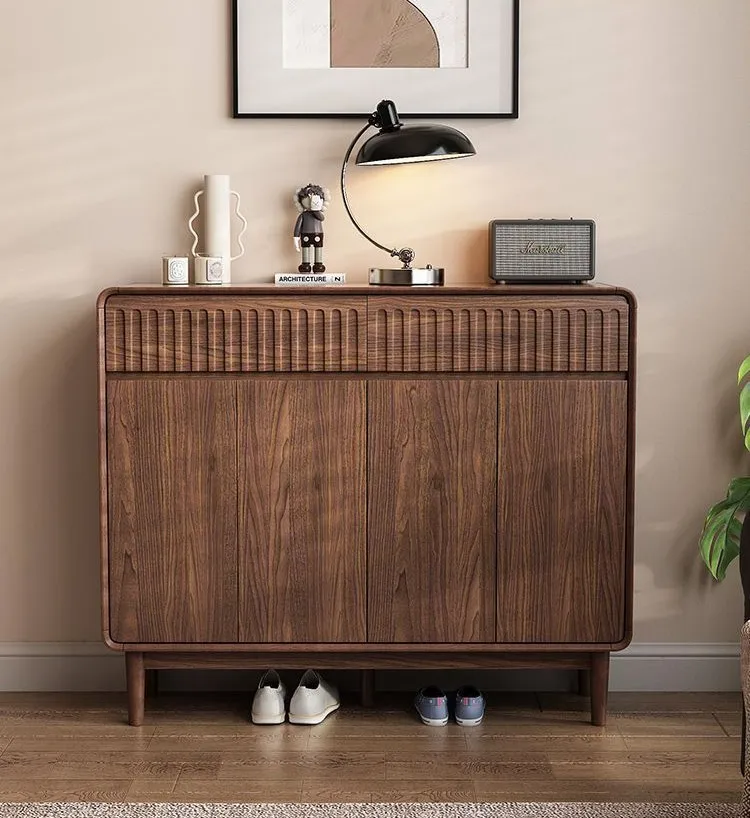 Chinese solid wood shoe cabinet large-capacity entrance multi-layer storage partition modern simple steel
