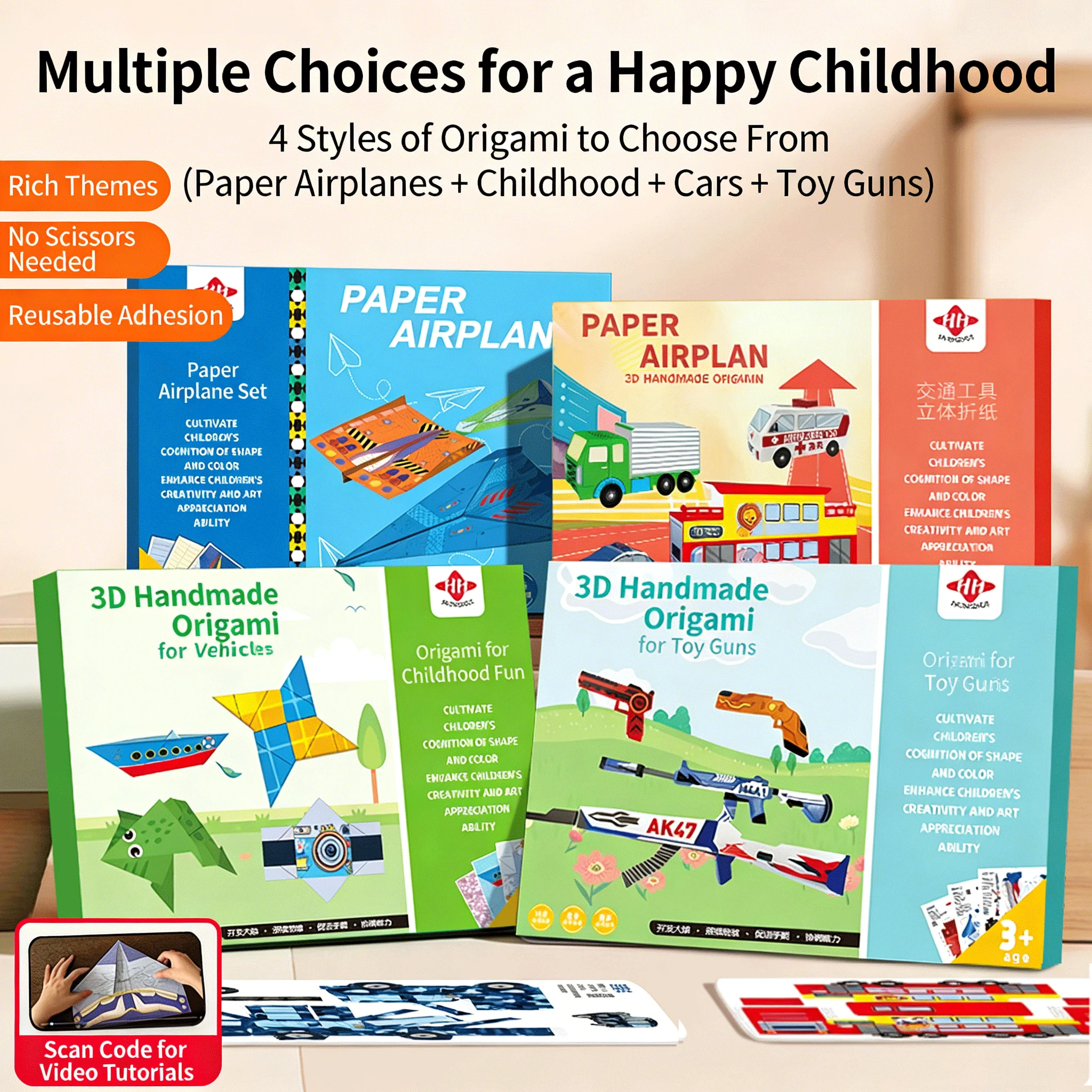 36 Sheets Colored Origami Kit DIY Origami Paper Airplane Art Supplies Kit Montessori Educational Handmade Toys for Children Gift