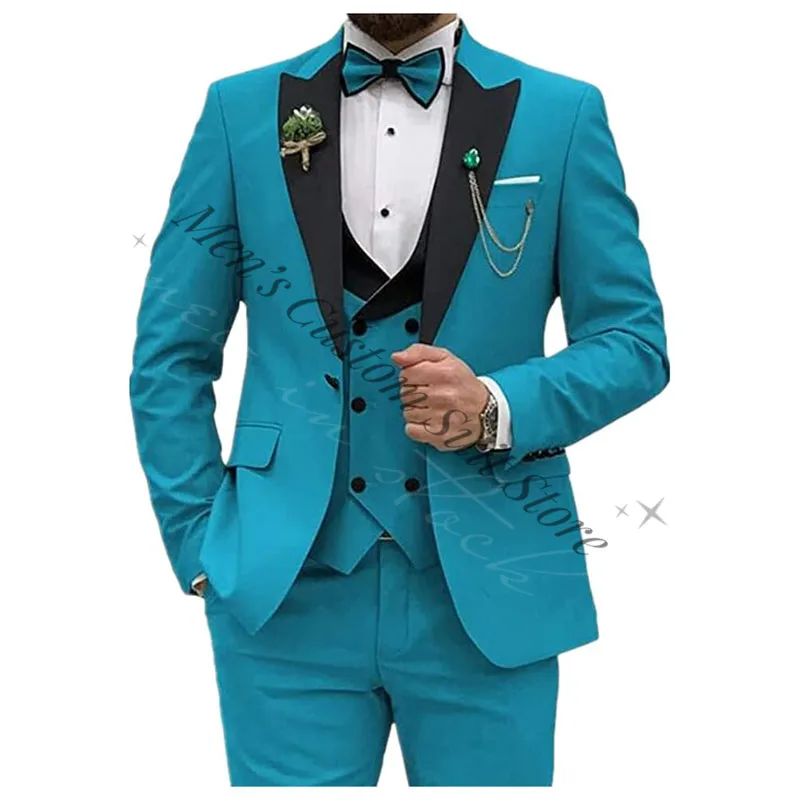 Sage Green Men Suits Slim Fit 3 Pieces Set (Blazer+Vest+Pants) Business Men Wedding Grooms Tuxedos Prom Party Business Wear