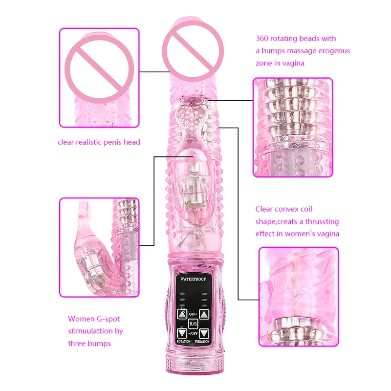 360 ยฐ Rotating Dildo Anal Plug Rabbit Vibrator Women\'s Clitoris Vagina Ast Massage Sex Toy Adult Sex Machine Women\'s Sex