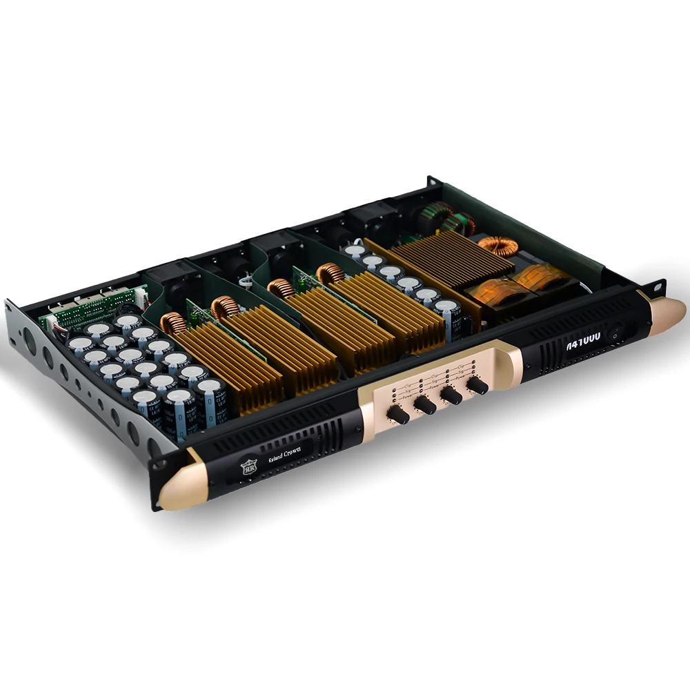 R4 1600W Professional 4-Channel Subwoofer Digital Amplifier Audio Board Party Use R4800 Class D 8-10 Inch Black