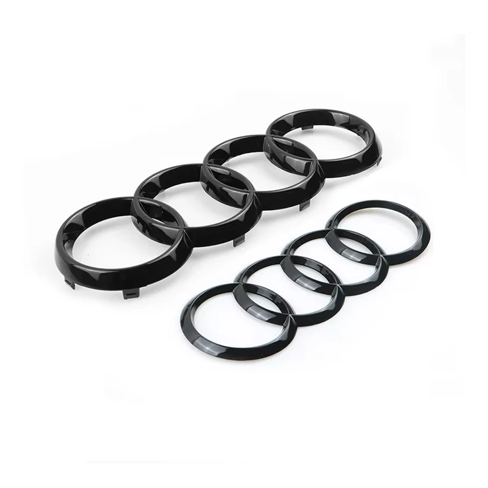 Car Front Grille Rear Trunk 4 Ring Emblem 3D ABS Auto Decoration Accessories For Audi  A3 A5 A4L A4 A1 A6L A7 A7L Q3 Q5 Supercar