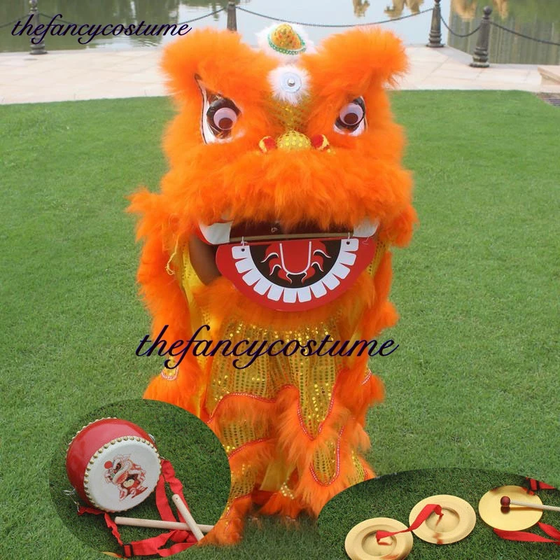 

Lion Dance Props Mascot Costume 12 Inch Royal 3-5 Ages Outfit Chinese Drum Gong Cymbal Traditional Folk Culture Family Party