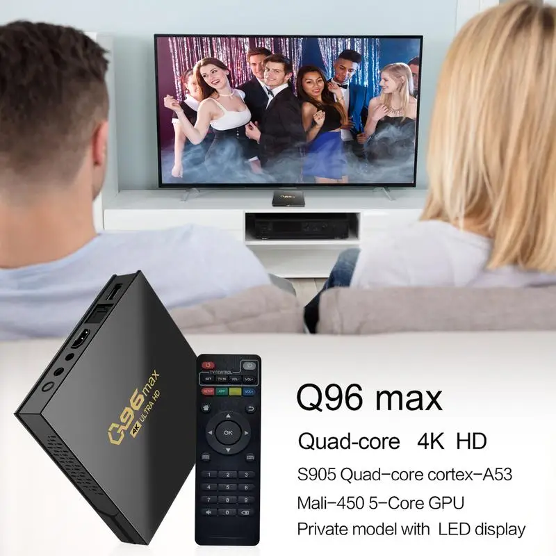 Q96 MAX cheap tv box 8/16GB+128/256GB Quad Core 4k tv box device RJ45 10M/100M Wifi box android10 BT Voice Media player