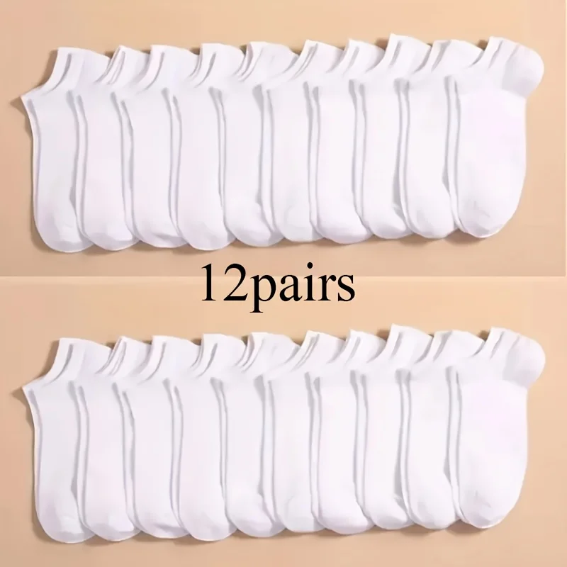 

12 pairs of summer unisex solid color shallow-mouth low-top boat socks