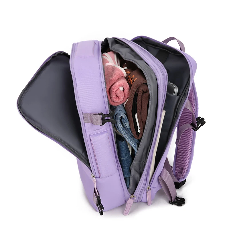 

Trendy Large Capacity Travel Backpack With Luggage Strap USB Charging Port Casual Versatile Multifunctional Student School Bags