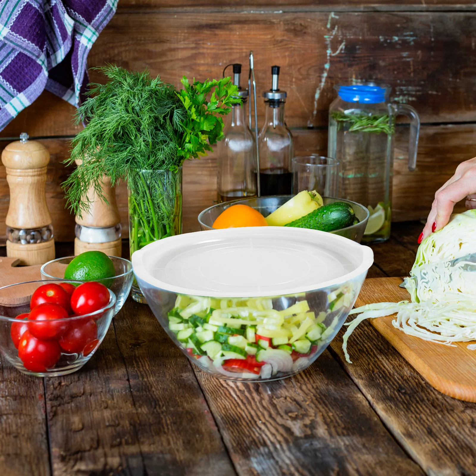 

3Pcs Plastic Cover for Mixing Bowl Lid with Airtight Seal Anti Overflow Protection Keeps Food Fresh Longer in Fridge