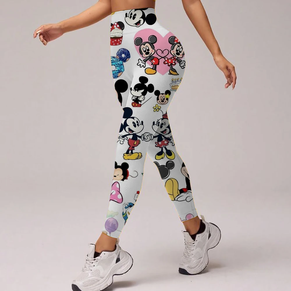 Women Gym Leggings Disney Mickey Mouse Minnie print Mujer Push Up Booty Pants Scrunch Sports Fitness High Waist Workout Yoga