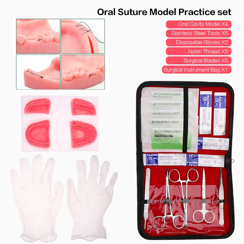 Dental Surgical Suture Training Kit Suture Practice Model Training Pad Scissors Tool Teaching Equipment Skin Operate Kit