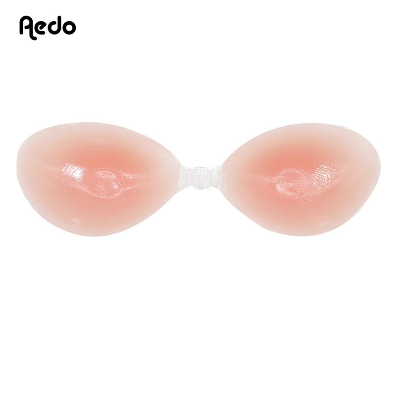 Aedo Adjusted-straps Invisible Self-adhesive Silicone Bra Women Sticky Push-up Seamless Reusable Nude Bra